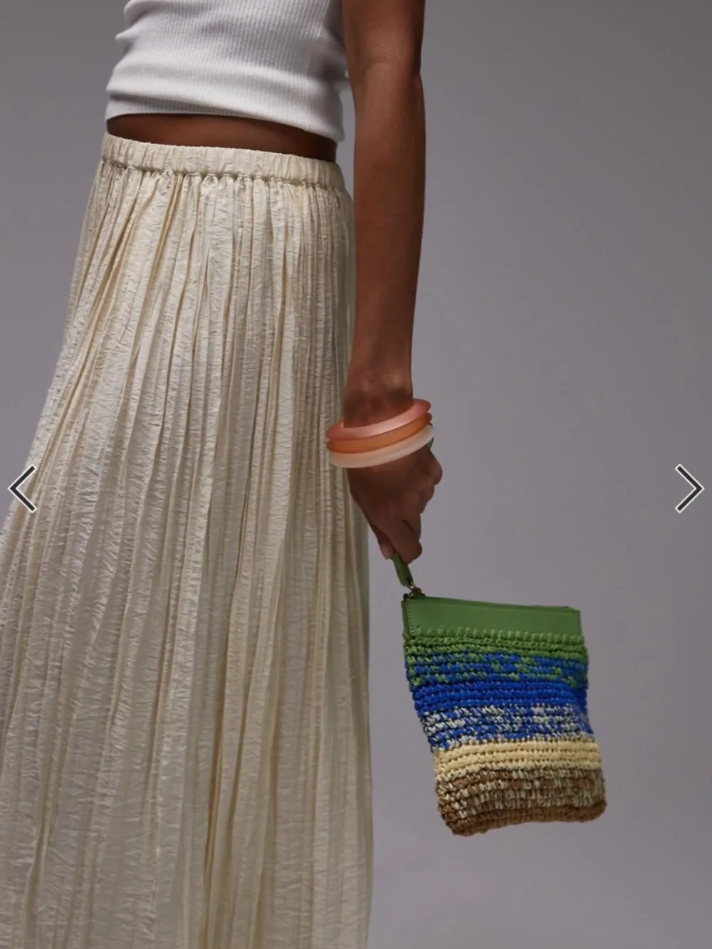 Topshop Natural Shirred Waist Crinkle Maxi Skirt - Size US 6 - Picture 4 of 7
